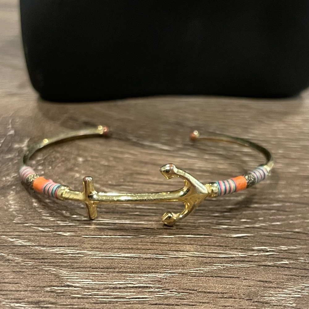 Gold Anchor Bangle Bracelet
